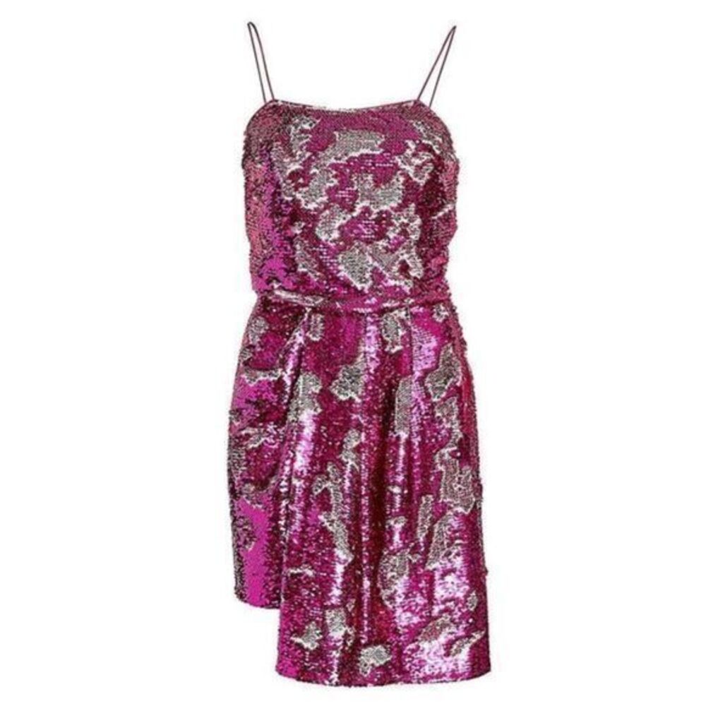 DEREK LAM 10 Crosby Lani Reversible Sequin Draped Dress